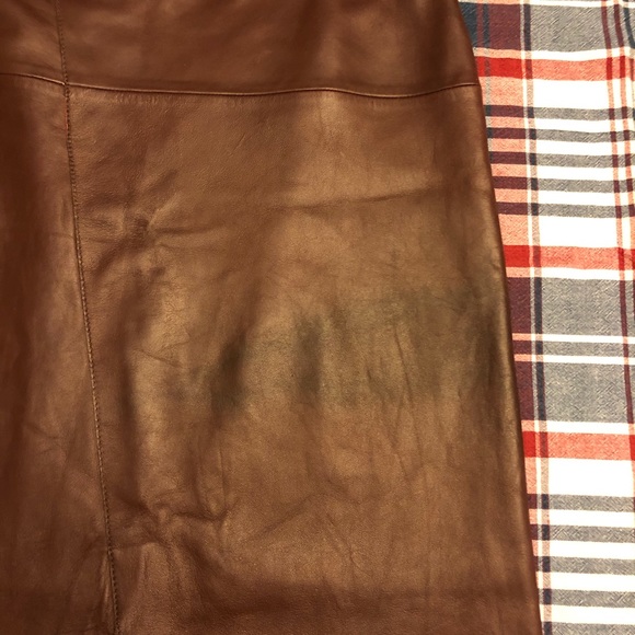 Mock Wrap Real Leather Skirt - Picture 11 of 13